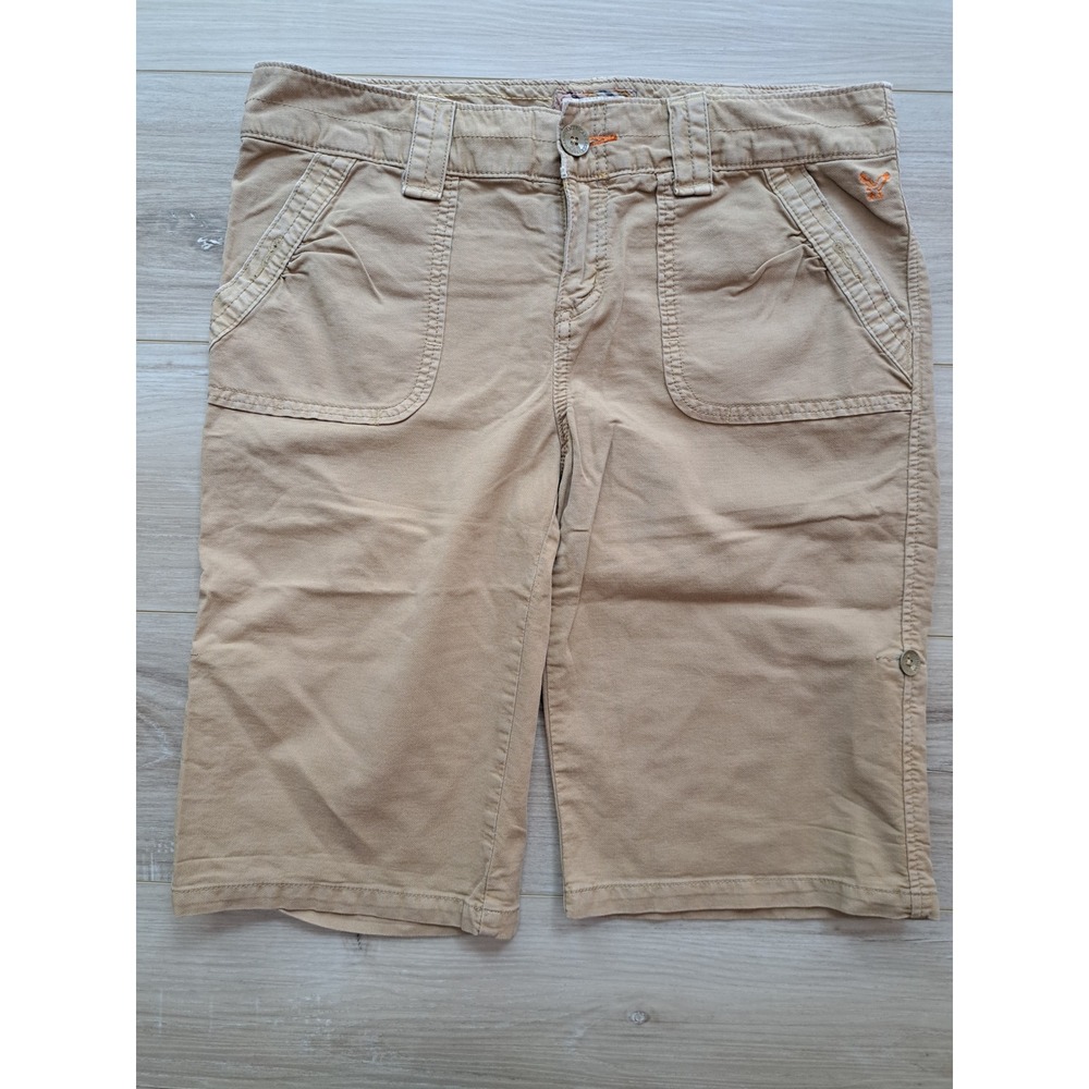 American Eagle Outfitters Y2k Khaki Bermuda Cargo Shorts Womens Stretch size 8